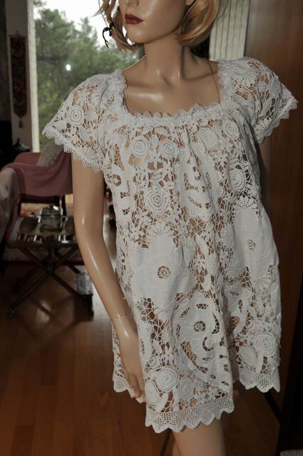   Looking A line Dress, White One Size, 100% Cotton, Vintage & New